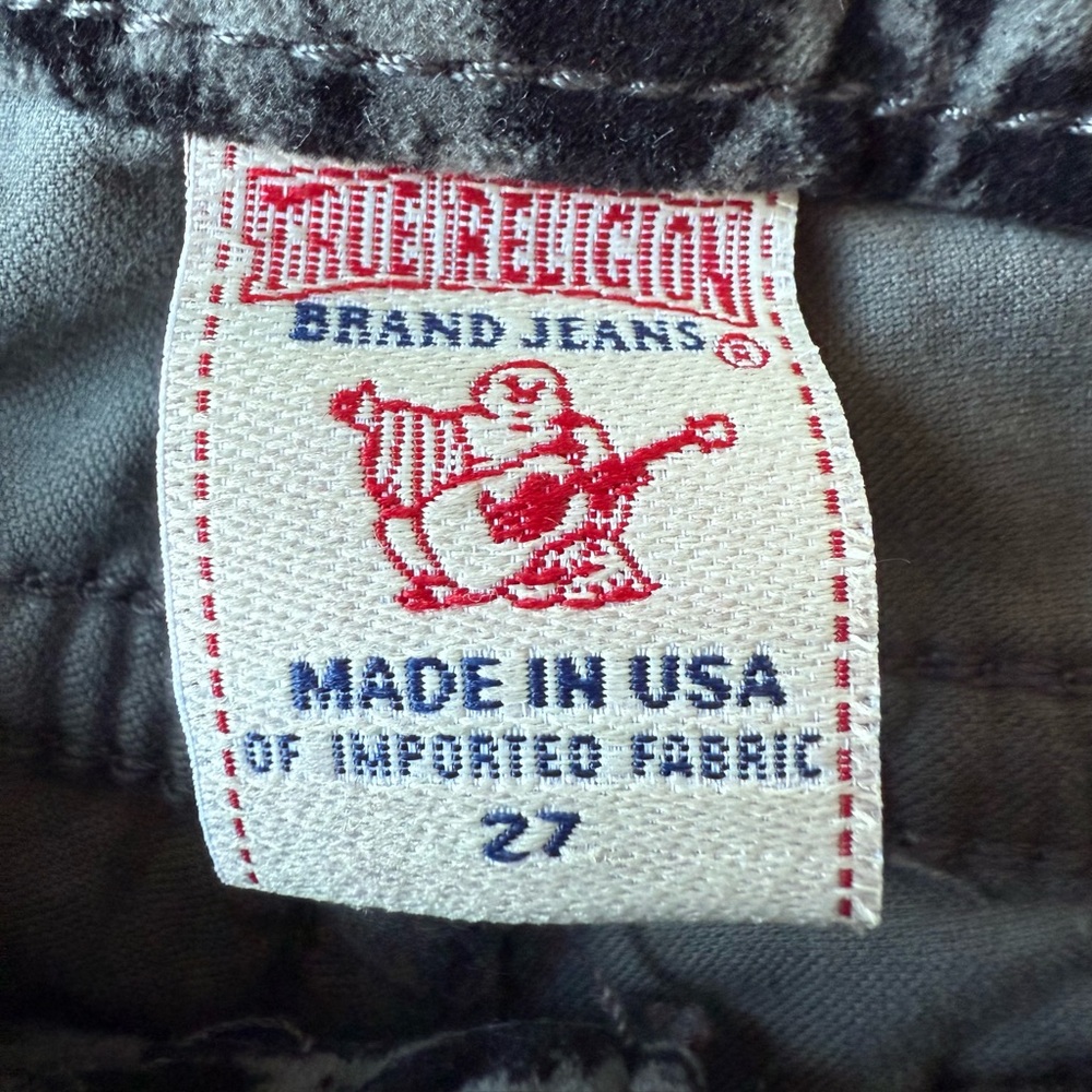 True Religion Y2K Black and Gray Leopard Velvet Jeans - Picture 5 of 6
